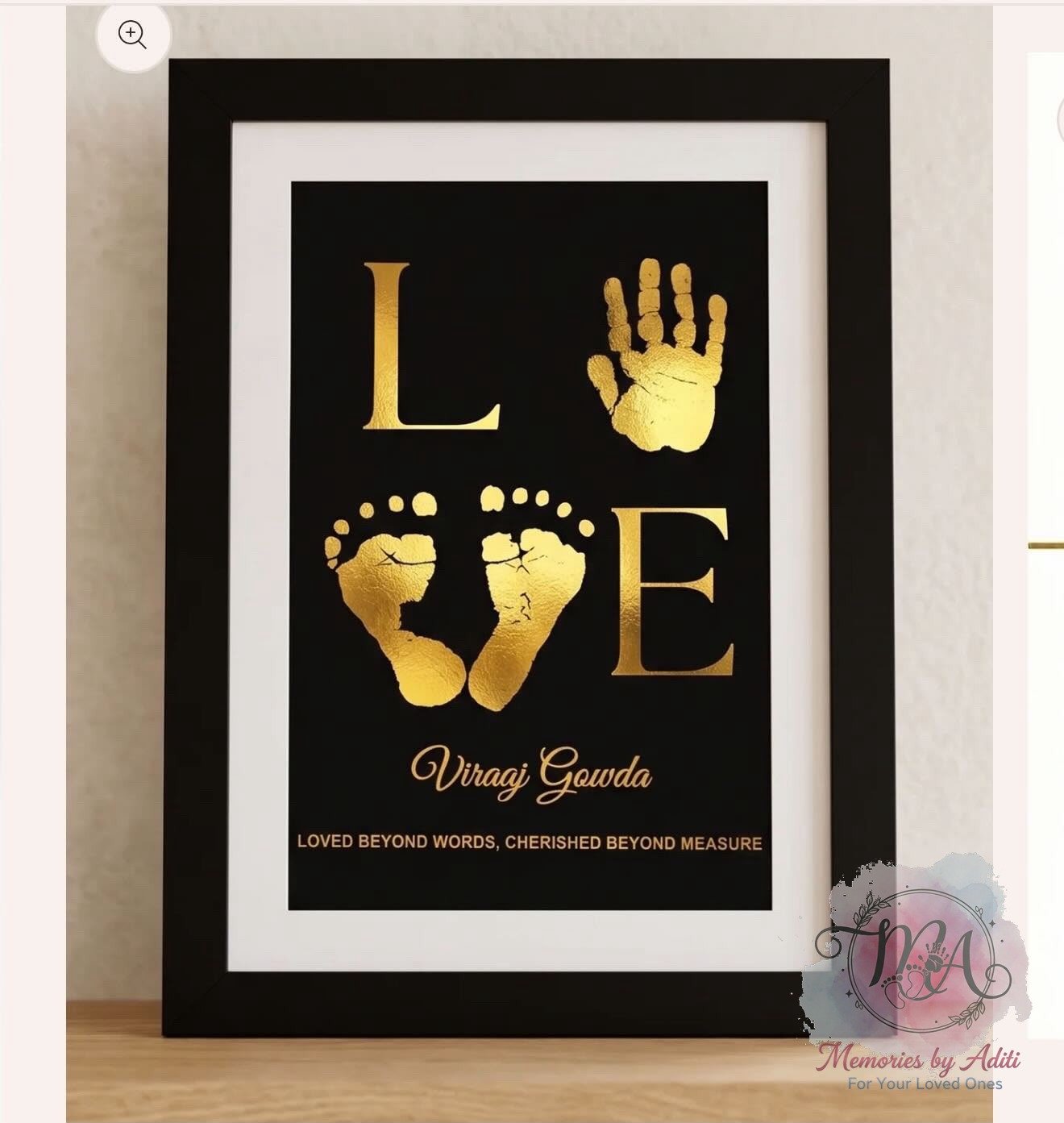 LOVE typographic foil keepsake, black frame